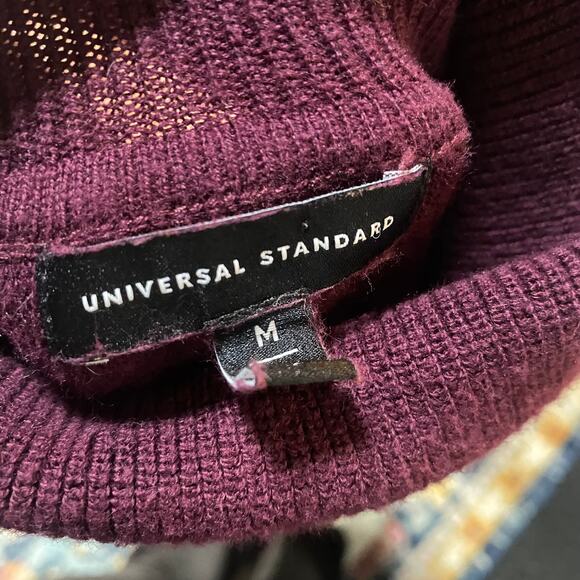Universal Standard Eco Striped Sweater Turtleneck Striped Burgundy Yellow 18 20 - Picture 7 of 9
